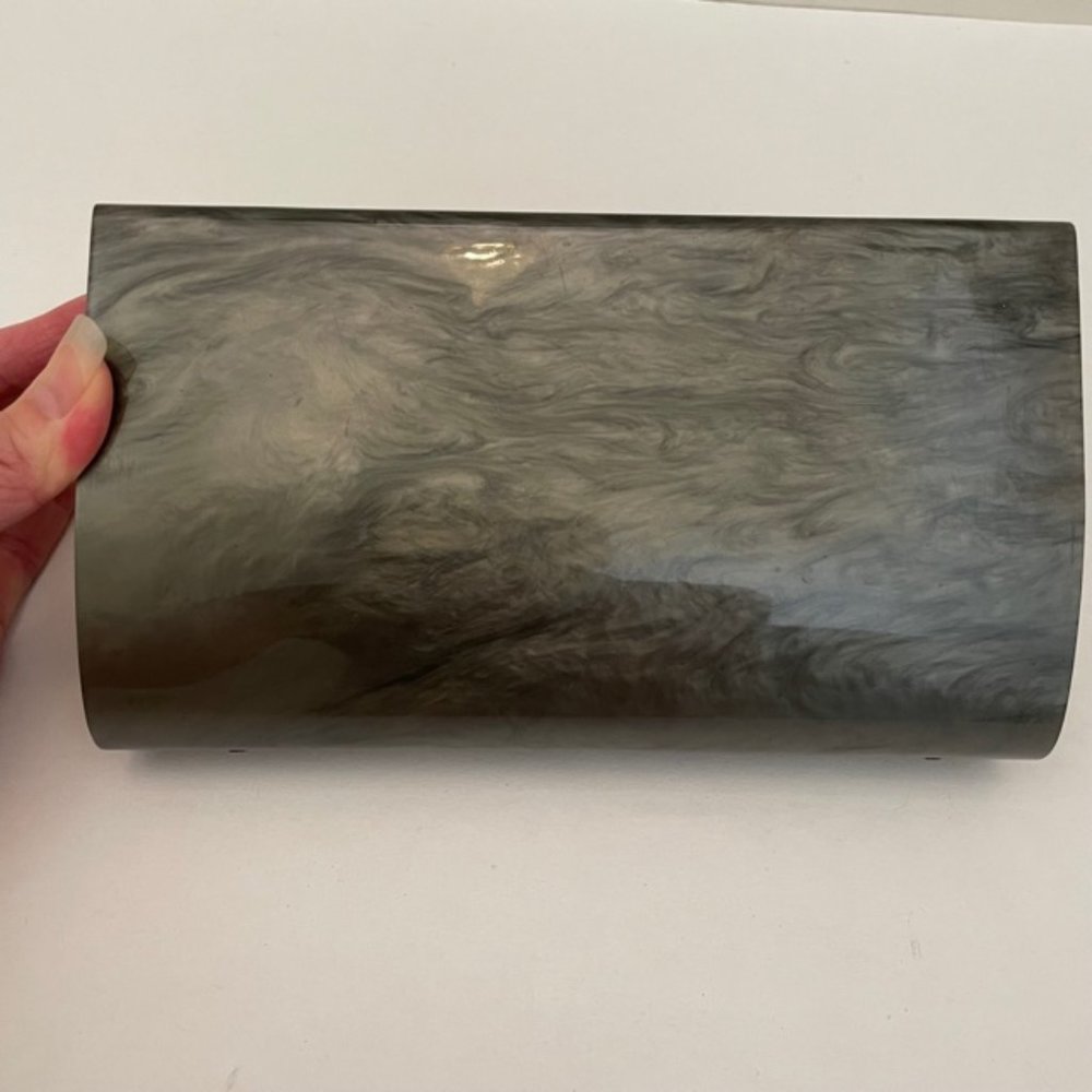 1950's Bakelite/Lucite Acrylic Oyster Gray Box Clutch